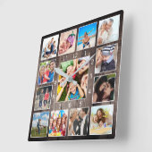 Baby voor aangepaste fotocollage Rustic Farmhouse Vierkante Klok (Hoek)