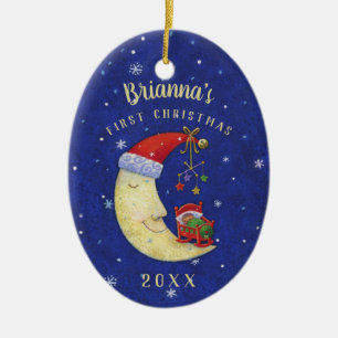 Baby voor eerste kerstkerstkerstkerstmanmonogram keramisch ornament