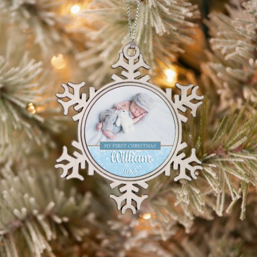 Baby voor eerste kerstmis tin sneeuwvlok ornament (Boom)