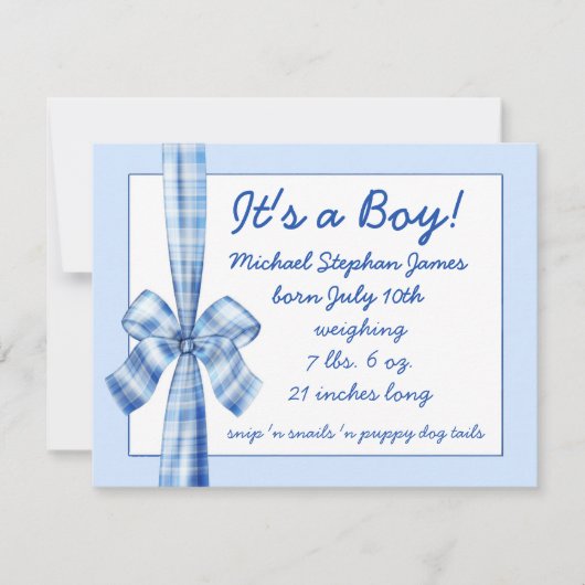 Baby voor foto-retro blauwe boeg aankondiging (Voorkant)