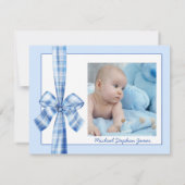 Baby voor foto-retro blauwe boeg aankondiging (Achterkant)