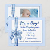 Baby voor foto-retro blauwe boeg aankondiging (Voorkant / Achterkant)