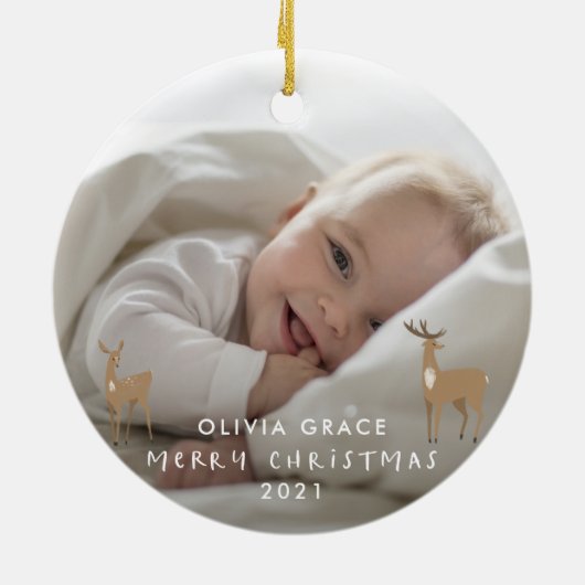 Baby voor kerstmis 1 keramisch ornament (Achterkant)