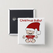 Baby voor kerstmis vierkante button 5,1 cm (Voorkant /achterkant)
