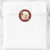 Baby voor religieuze kerstmis Jesus Floral Marian  Ronde Sticker (Tas)