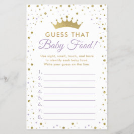 Baby voor voedselbereiding Baby shower Game Flyer