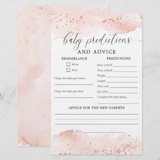 Baby voorspellen en baby shower van een advieskaar (Voorkant / Achterkant)