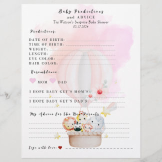Baby Voorspelling & Advies Spel Baby shower