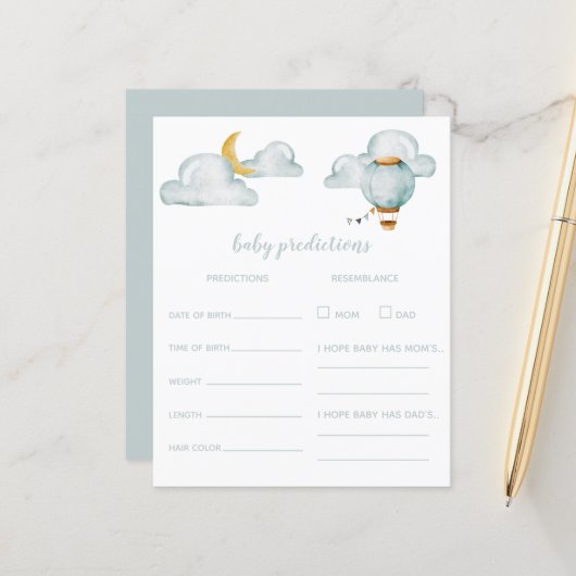 Baby voorspelling - Baby shower game Kaart (Voorkant / Achterkant in situ)