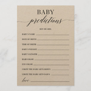 Baby voorspelling Baby shower game Programmakaart
