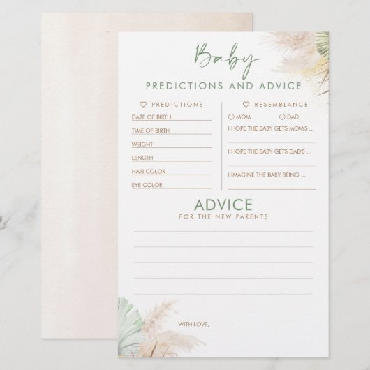 Baby voorspelling en adviesgame (Voorkant / Achterkant)