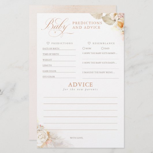 Baby voorspelling en adviesgame (Voorkant / Achterkant)