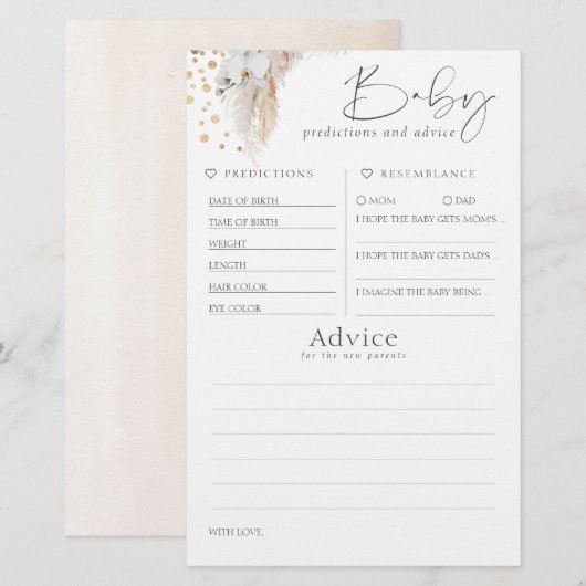 Baby voorspelling en adviesgame (Voorkant / Achterkant)