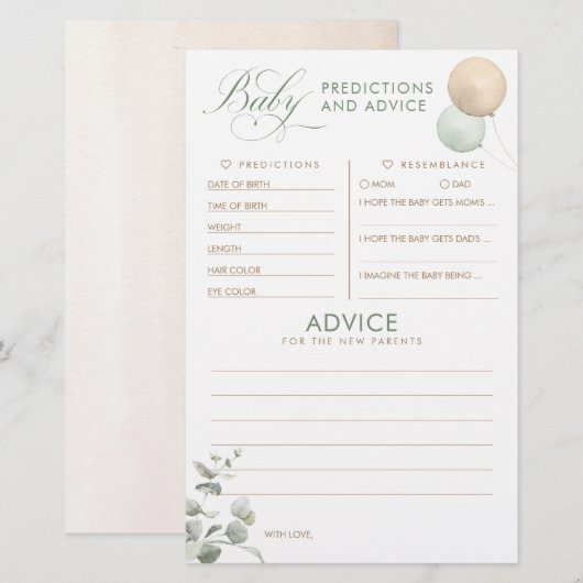 Baby voorspelling en adviesgame (Voorkant / Achterkant)