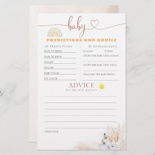 Baby voorspelling en adviesgame (Voorkant / Achterkant)