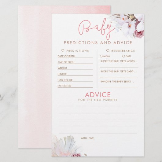 Baby voorspelling en adviesgame (Voorkant / Achterkant)