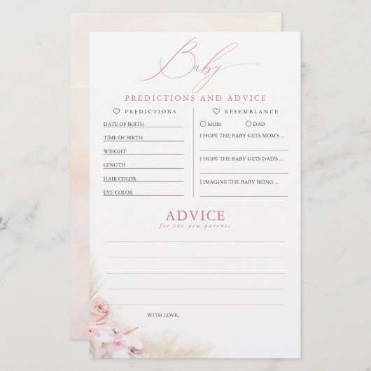 Baby voorspelling en adviesgame (Voorkant / Achterkant)