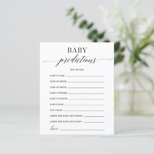 Baby voorspelling minimalistisch Baby shower gamen (Staand voorkant)