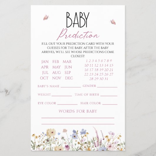 Baby Voorspelling Pastelbloem Baby shower spel Flyer (Voorkant)