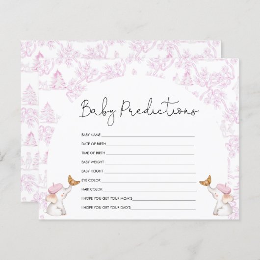 Baby voorspelling roze Baby shower (Voorkant / Achterkant)