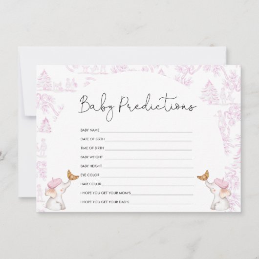 Baby voorspelling roze Baby shower Kaart (Voorkant)