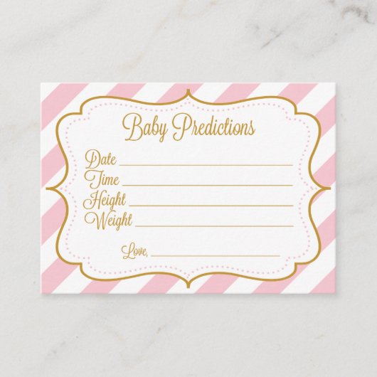 Baby voorspelling van game, hoogte, gewicht, datum informatiekaartje (Voorkant)