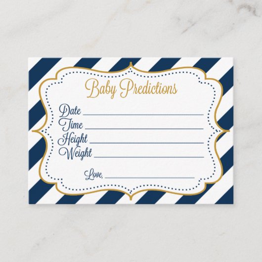 Baby voorspelling van game, hoogte, gewicht, datum informatiekaartje (Voorkant)