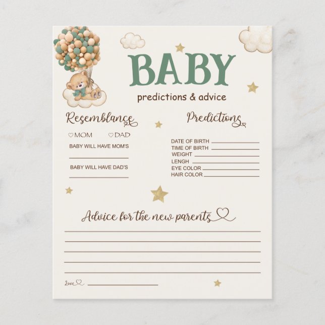 Baby Voorspellingen & Advies Beer Ballonnen Groen (Voorkant)