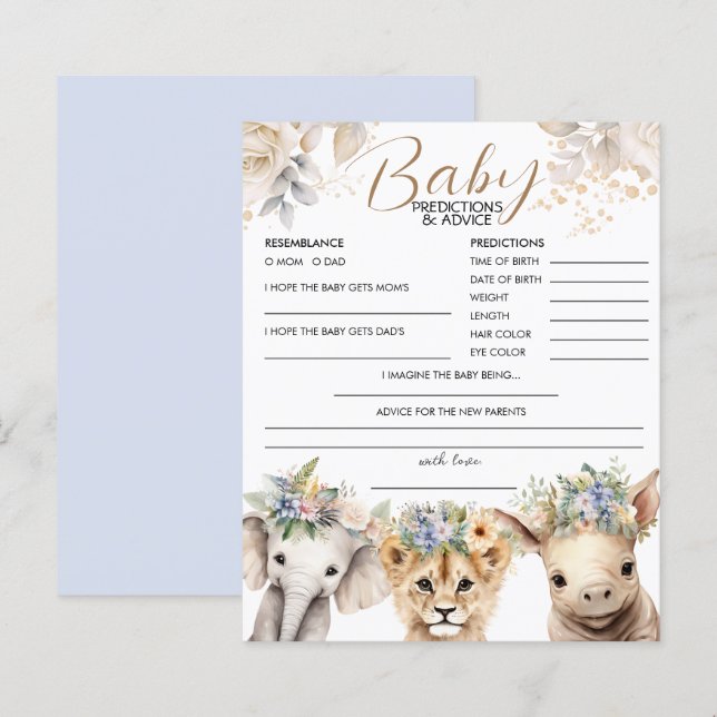 Baby Voorspellingen & Advies Jongen Safari Baby sh (Voorkant / Achterkant)