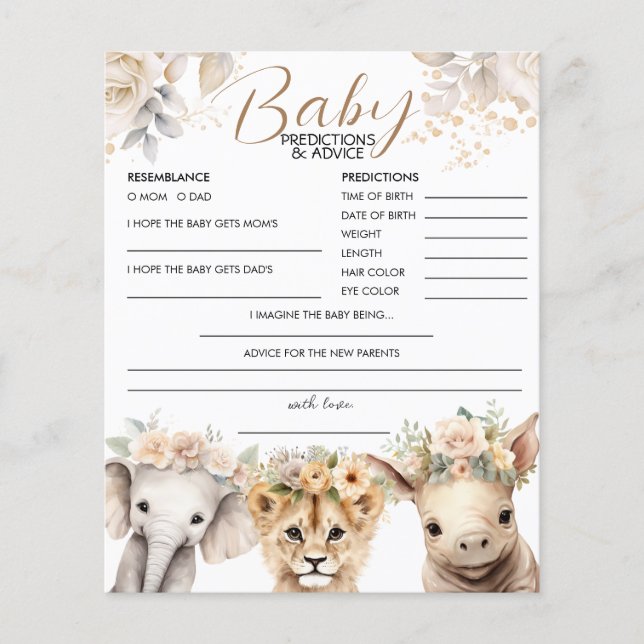 Baby Voorspellingen & Advies Meisje Safari Baby sh (Voorkant)