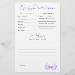 Baby Voorspellingen Advies Paarse Baby shower Spel