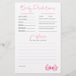 Baby Voorspellingen Advies Roze Baby shower Game