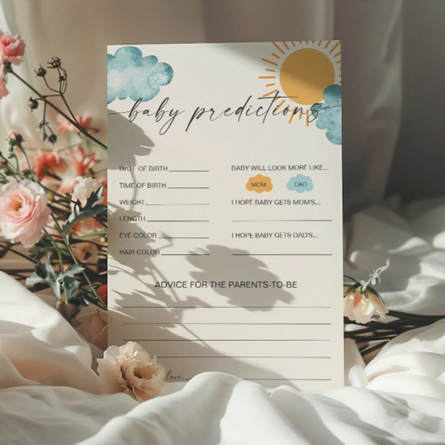 Baby Voorspellingen Baby shower Game Kaart (Creator heeft geüpload)