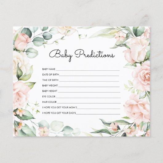 'Baby voorspellingen' Blush GreeneryBaby Shower Ga (Voorkant)