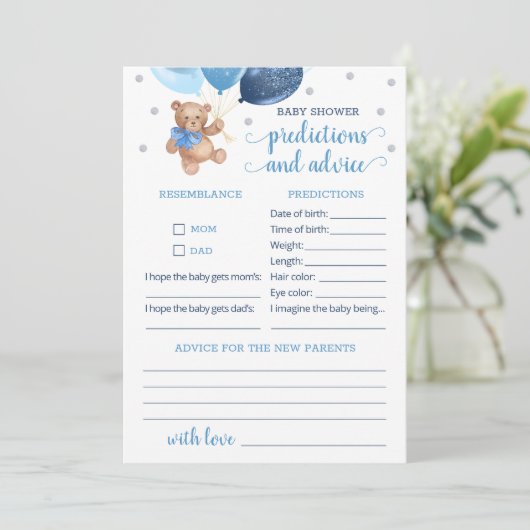 Baby Voorspellingen en advies Baby shower Teddy Be Kaart (Staand voorkant)