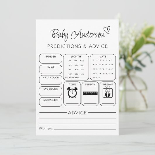 Baby Voorspellingen en Advies Kaarten (Staand voorkant)