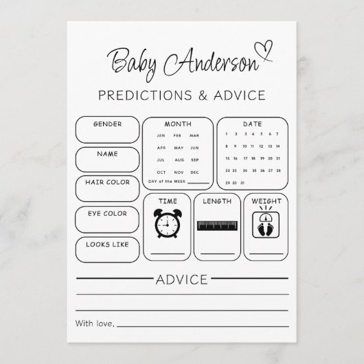 Baby Voorspellingen en Advies Kaarten (Voorkant)