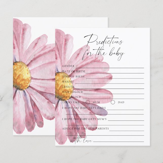 Baby voorspellingen en advies - madeliefje (Voorkant / Achterkant)