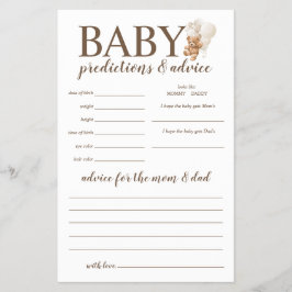Baby Voorspellingen en Advies Teddy Bear Game Flyer