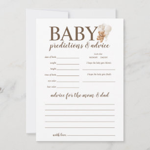 Baby Voorspellingen en Advies Teddybeer Spel Kaart