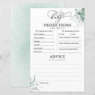 Baby Voorspellingen en advieskaart voor Baby showe