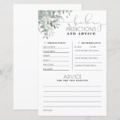 Baby Voorspellingen en advieskaart voor Baby showe (Voorkant / Achterkant)