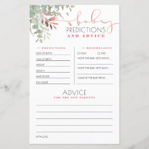 Baby Voorspellingen en advieskaart voor Baby showe