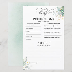Baby Voorspellingen en advieskaart voor Baby showe