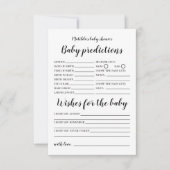 Baby Voorspellingen en Wensen Baby shower Game Kaart (Voorkant)