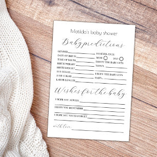 Baby Voorspellingen en Wensen Baby shower Game Kaart