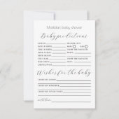 Baby Voorspellingen en Wensen Baby shower Game Kaart (Voorkant)