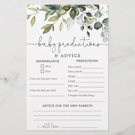 Baby voorspellingen kaart genderneutraal simpel (Voorkant)