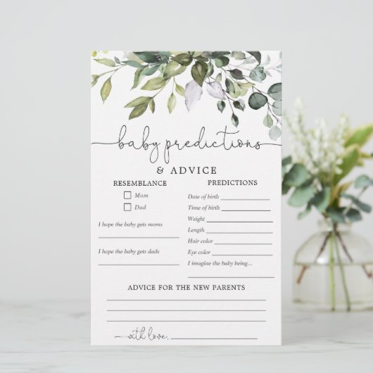 Baby voorspellingen kaart genderneutraal simpel (Staand voorkant)