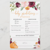 Baby voorspellingen kaart herfst baby shower (Voorkant)